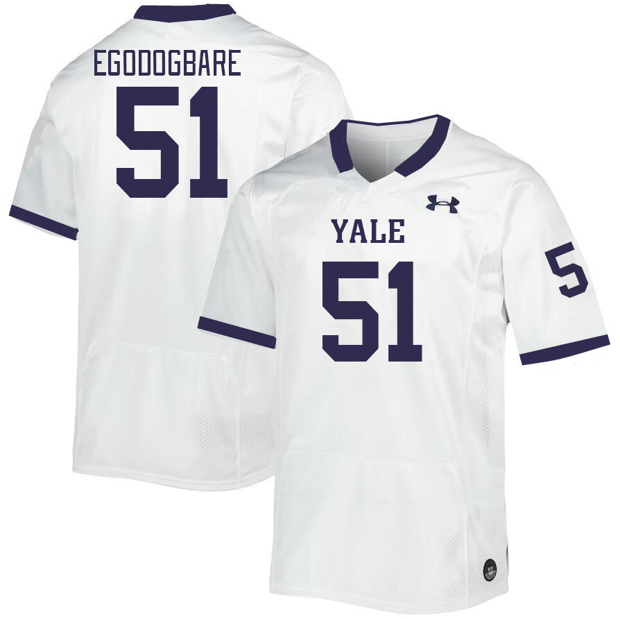 Men-Youth #51 Ejiroghene Egodogbare Yale Bulldogs 2023 College Football Jerseys Stitched-White